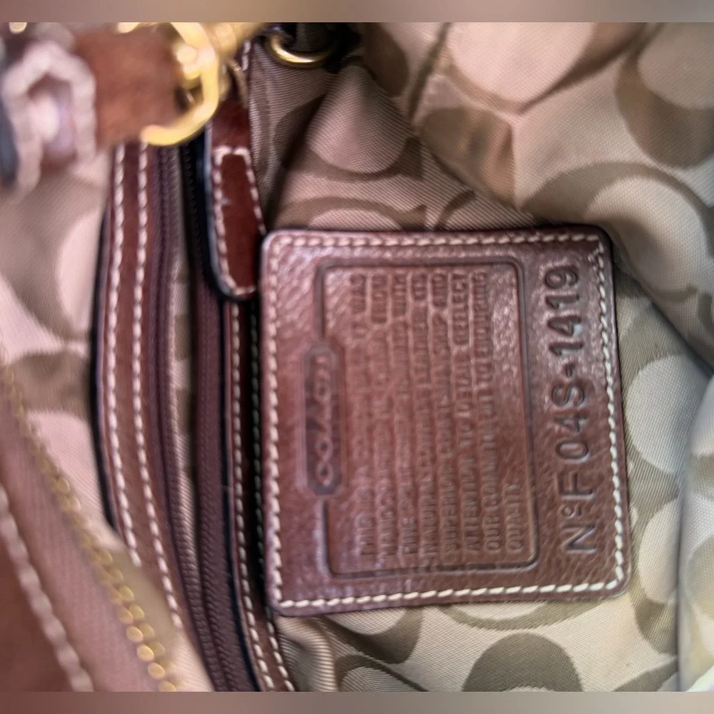 Coach Legacy Brown Suede adjustable strap crossbody shoulder Bag gold accents - Picture 7 of 13